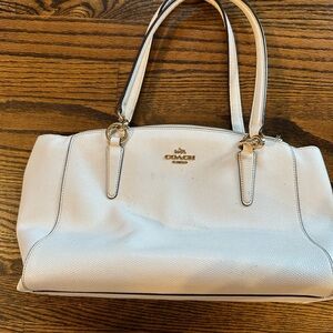 Coach White Leather Tote Bag